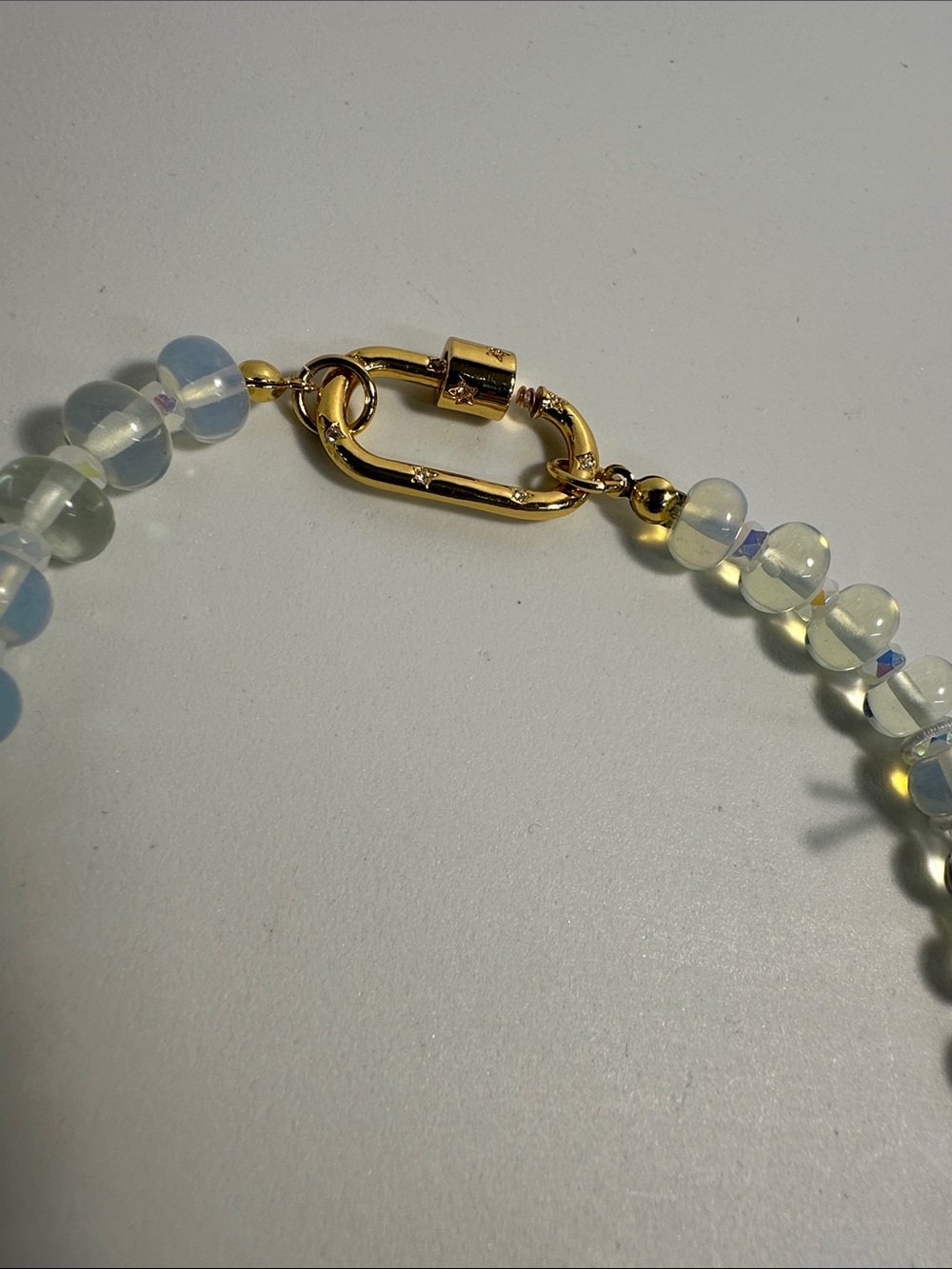 Little Words Project opalescent bead necklace shimmering blue with gold accent - Picture 2 of 7